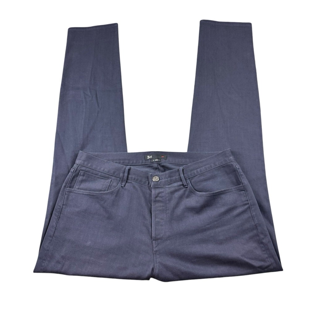 3x1 New York Custom Kevin Love Jeans Mens 38x37 Deep Blue Straight Button Fly